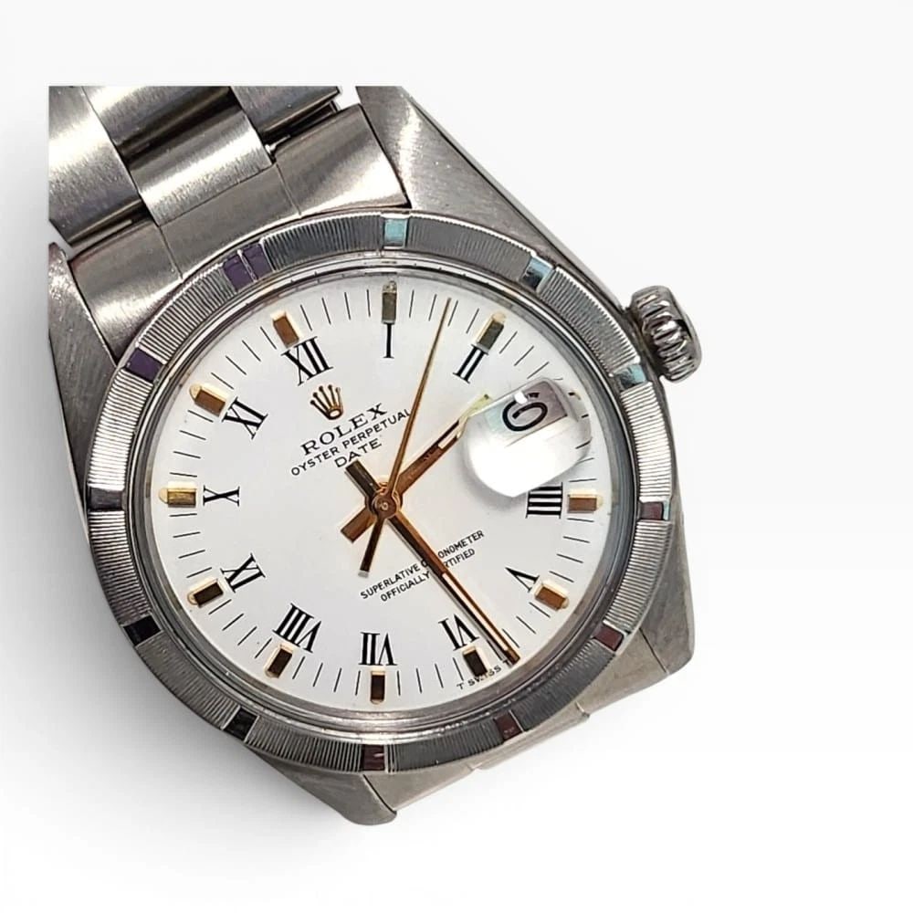 Rolex Date 34 mm Oyster White Roman Steel Automatic Watch 1501 Circa 1979: ROLEX DATE 34 MM OYSTER WHITE ROMAN STEEL AUTOMATIC WATCH 1501 CIRCA 1979