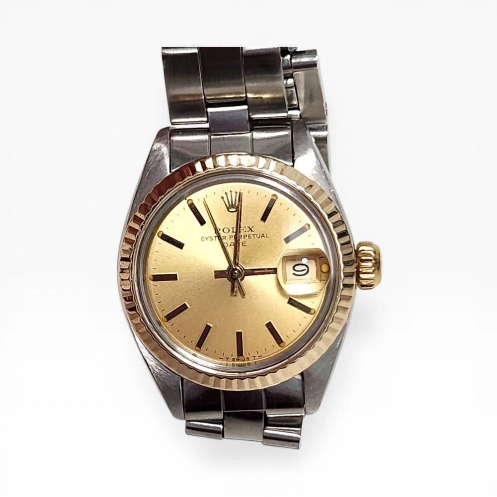 Rolex Ladies Date 26mm Two Tone Champagne Oyster Automatic Watch 6917 Circa 1981: ROLEX LADIES DATE 26MM TWO TONE CHAMPAGNE OYSTER AUTOMATIC WATCH 6917 CIRCA 1981
