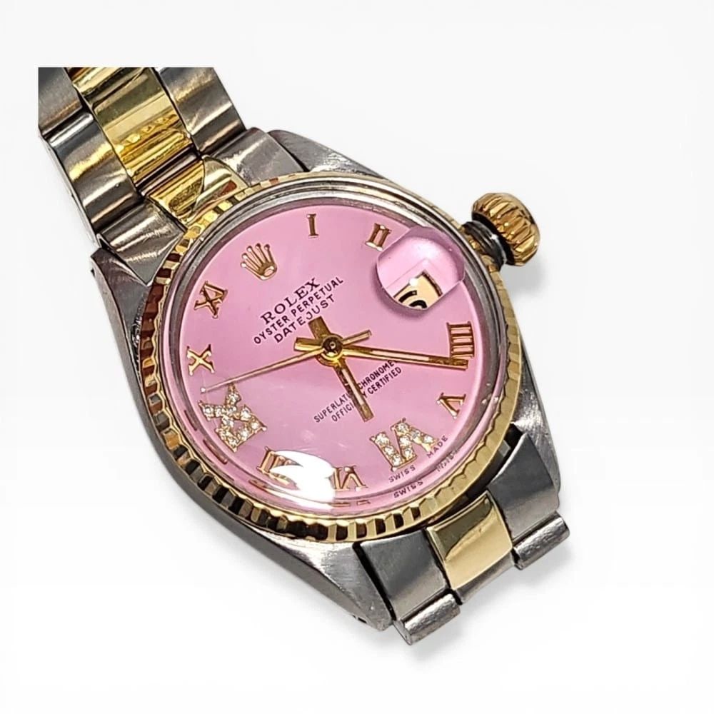 Rolex Ladies Datejust 26 mm Two Tone Candy Pink Diamond Watch 6516 Circa 1966 (1 of 2)
