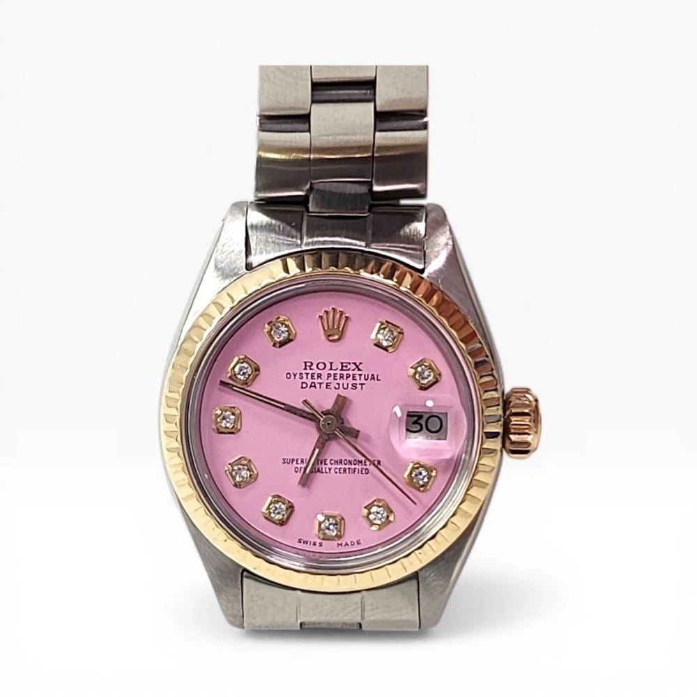 Rolex Lady Datejust 26 mm Two Tone Candy Pink Diamond Dial Watch 6917 Circa 1978: ROLEX LADY DATEJUST 26 MM TWO TONE CANDY PINK DIAMOND DIAL WATCH 6917 CIRCA 1978