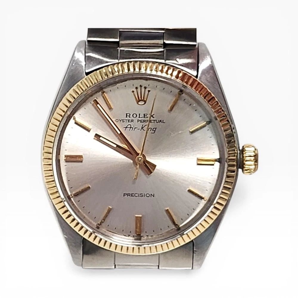 Rolex Air King Precision 34mm Two Tone Oyster Automatic Watch 5500 X Series 1991: ROLEX AIR KING PRECISION 34MM TWO TONE OYSTER AUTOMATIC WATCH 5500 X SERIES 1991