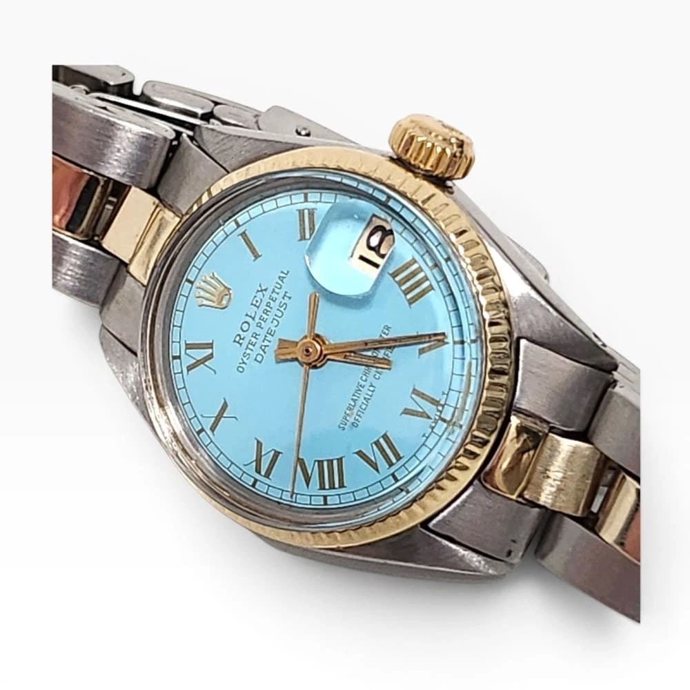 Rolex Ladies Datejust 26 mm Two Tone Blue Turquoise Oyster Watch 6517 Circa 1964 (1 of 2)