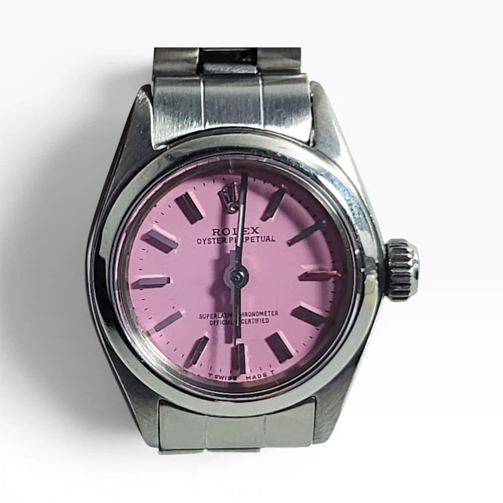Rolex Oyster Perpetual Ladies Candy Pink Dial Steel Watch 6618 Circa 1966: ROLEX OYSTER PERPETUAL LADIES CANDY PINK DIAL STEEL WATCH 6618 CIRCA 1966