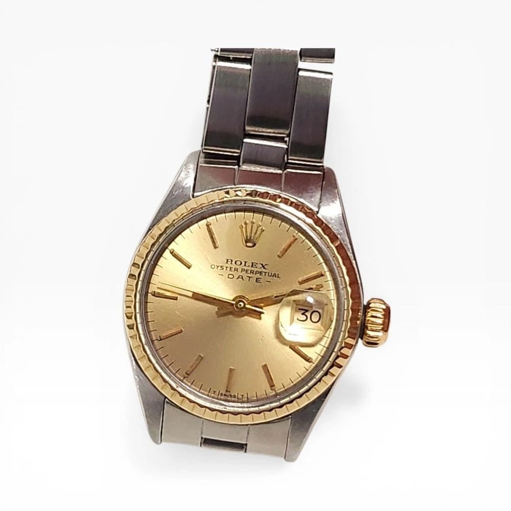 Rolex Ladies Date 26mm Two Tone Champagne Oyster Automatic Watch 6517 Circa 1971 (1 of 2)