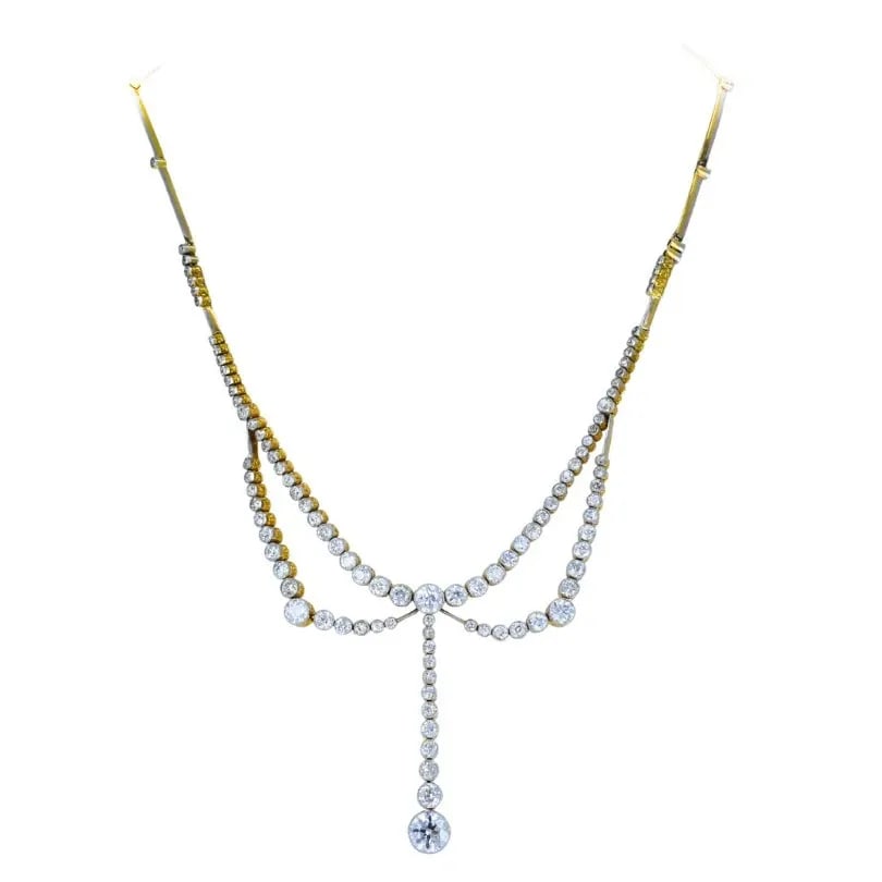 EDWARDIAN ART DECO NECKLACE PLATINUM DIAMOND VINTAGE JEWELRY ANTIQUE (1 of 2)