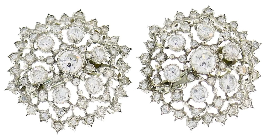 MARIO BUCCELLATI DIAMOND EARRINGS 18K GOLD VINTAGE ITALIAN ESTATE JEWELRY (1 of 2)