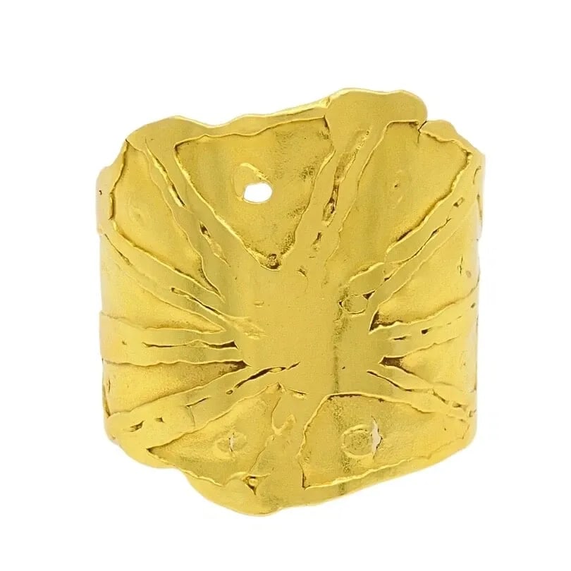 JEAN MAHIE 22K GOLD WIDE CUFF BRACELET: JEAN MAHIE 22K GOLD WIDE CUFF BRACELET Product details: DESIGNER: Jean Mahie CIRCA: 1980’s MATERIALS: 18k Yellow Gold WEIGHT: 80.9 Grams MEASUREMENTS: 5 1/2" Inner Circumference x 2 1/8" Widest Part