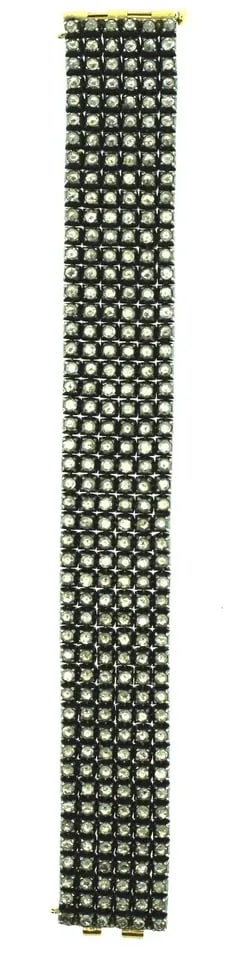 ABSOLUTELY STUNNING 18K GOLD & SILVER DIAMOND BRACELET CUFF ROYAL CHOICE 14.0CTS: ABSOLUTELY STUNNING 18K GOLD & SILVER DIAMOND BRACELET CUFF ROYAL CHOICE 14.0CTS ASTONISHING C. 198018K YELLOW GOLD & SILVER ROSE CUT DIAMOND BRACELET14.0 CARATS This wonderful elegant bracelet was cr
