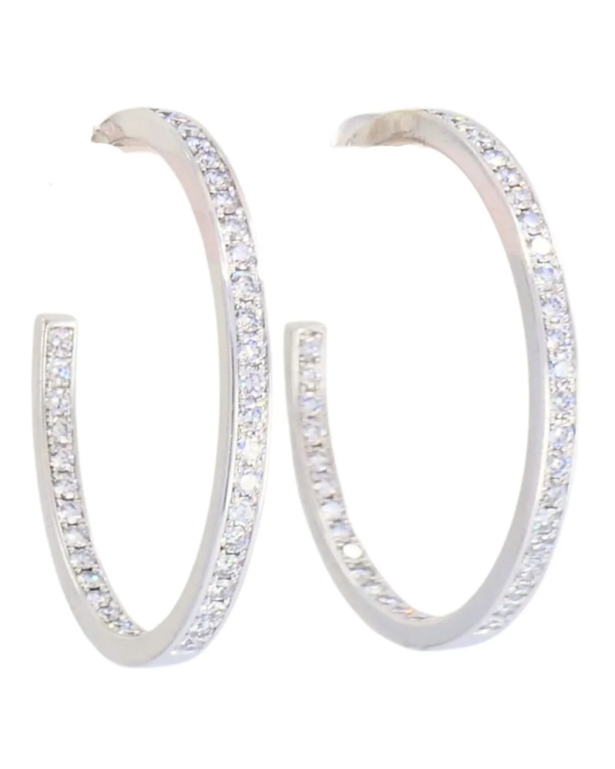 VINTAGE CARTIER HOOP EARRINGS 18K GOLD DIAMOND EARRINGS (1 of 2)