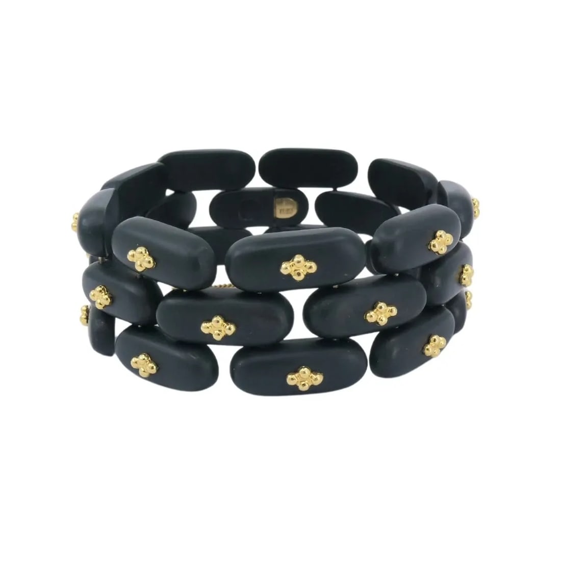 VINTAGE ANGELA CUMMINGS BRACELET GOLD BLACK JADE (1 of 2)