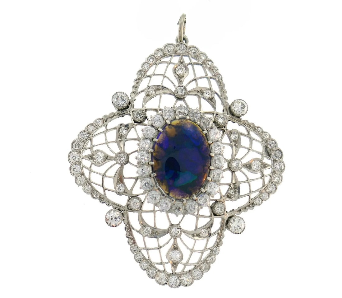 BAILEY BANKS & BIDDLE PLATINUM OPAL DIAMOND PENDANT EDWARDIAN1910S (1 of 2)