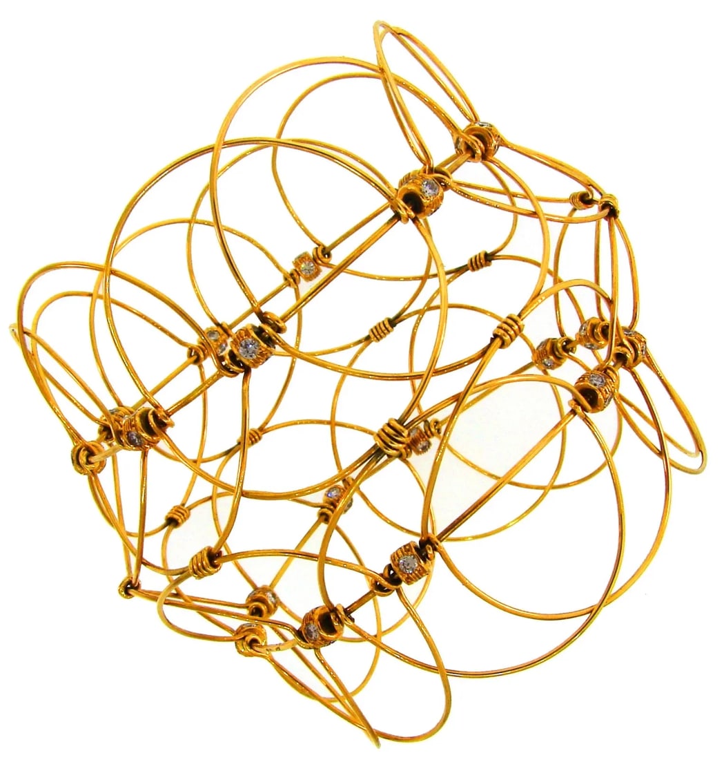 CHIC 3.20 CTS DIAMOND YELLOW GOLD BANGLE BRACELET VERSATILE (1 of 1)