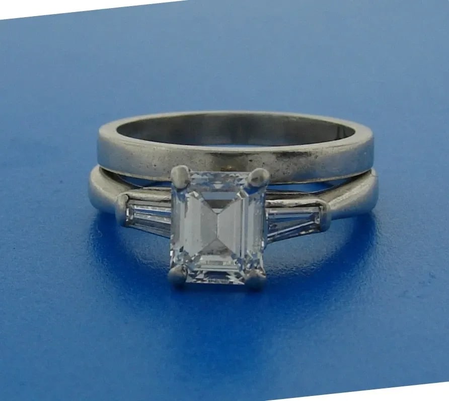 1.02 CT EMERALD CUT DIAMOND H, IF GIA PLATINUM ENGAGEMENT RING WEDDING BAND (1 of 2)