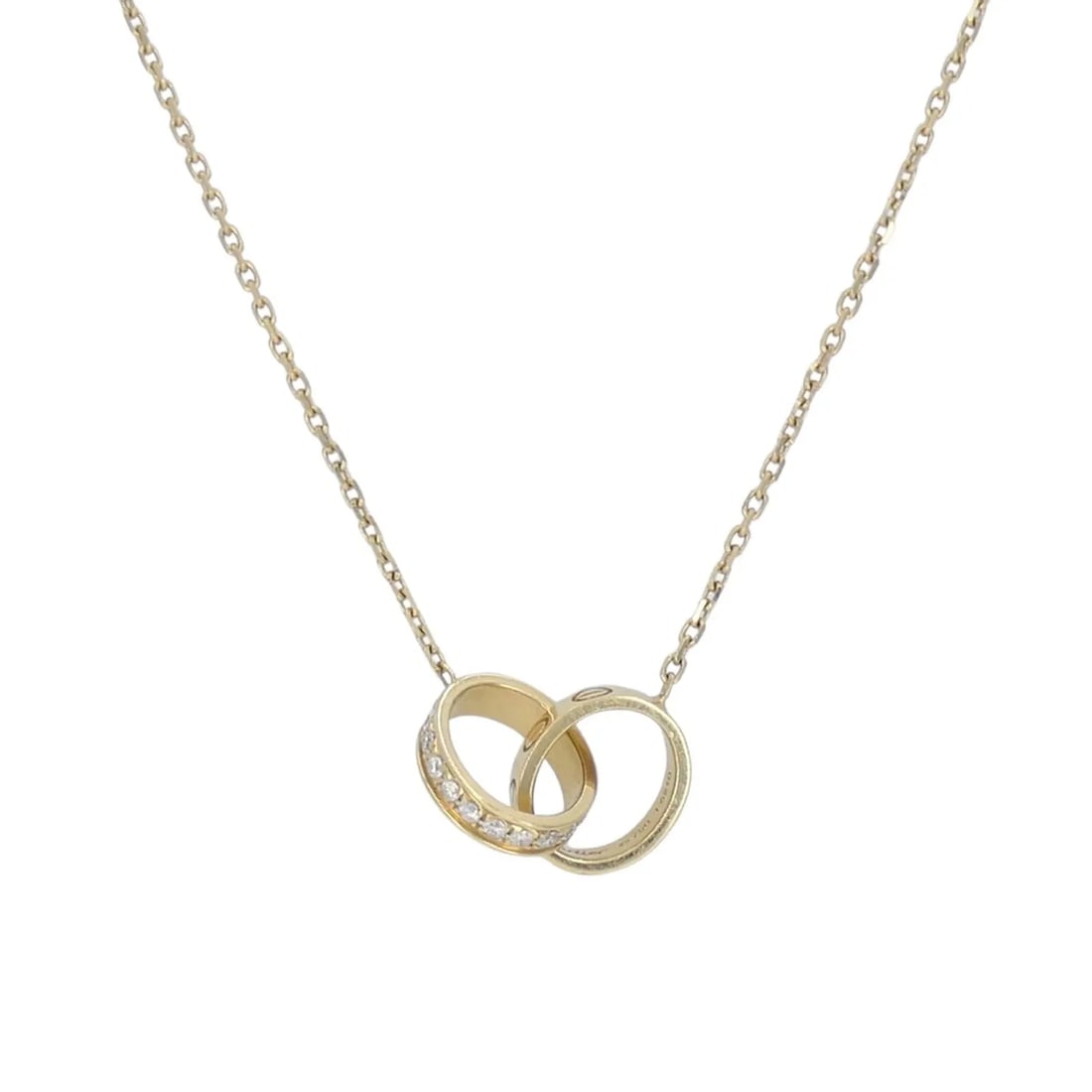 CARTIER LOVE INTERLOCKING 18K GOLD DIAMOND PENDANT NECKLACE (1 of 2)