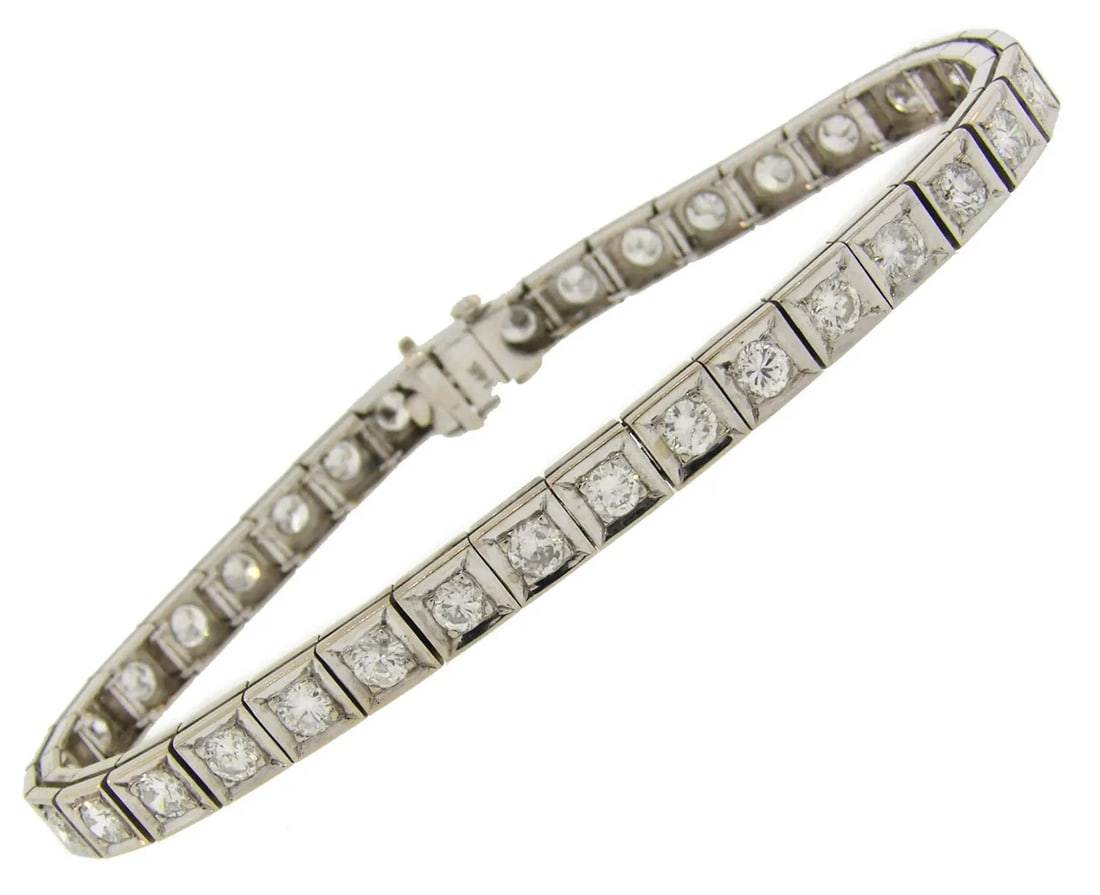 DIAMOND WHITE GOLD TENNIS LINE BRACELET 3.60 CTS (1 of 2)