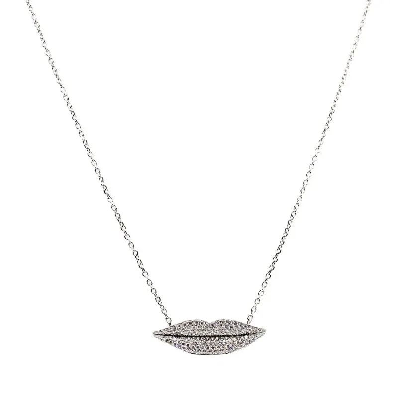 ENIGMA BY GIANNI BULGARI LIPS NECKLACE 18K WHITE GOLD DIAMOND: ENIGMA BY GIANNI BULGARI LIPS NECKLACE 18K WHITE GOLD DIAMOND Product details: DESIGNER: Enigma CIRCA: 21st Century MATERIALS: 18K White Gold GEMSTONE: Diamond WEIGHT: 16.4 Grams MEASUREMENTS: 17&rdqu