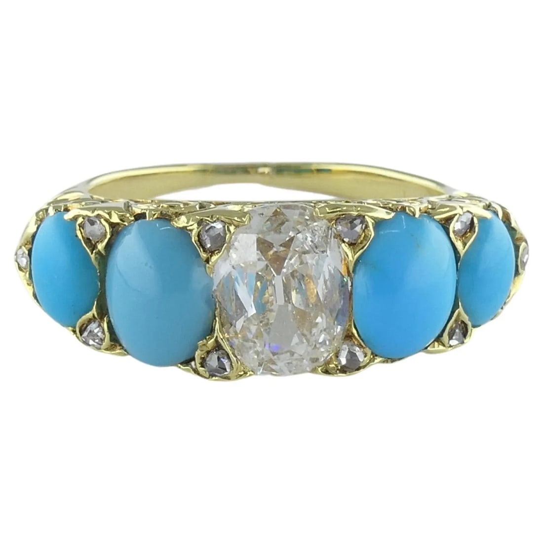 TURQUOISE RING ANTIQUE DIAMOND RING 18K GOLD (1 of 2)