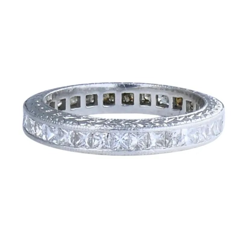 MICHAEL BEAUDRY PRINCESS CUT DIAMOND ETERNITY BAND PLATINUM SIZE 6 WEDDING RING (1 of 1)