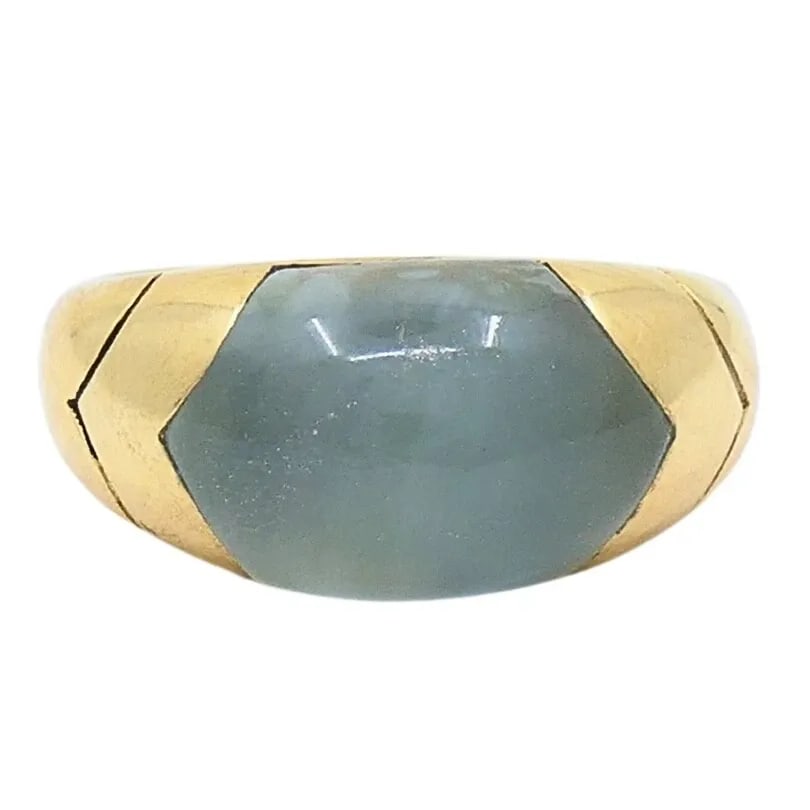 BVLGARI BULGARI 18K GOLD RING AQUAMARINE: BVLGARI BULGARI 18K GOLD RING AQUAMARINE Product details: DESIGNER: Bvlgari CIRCA: 1990’s MATERIALS: 18k Gold GEMSTONE: Aquamarine WEIGHT: 10.3 Grams MEASUREMENTS: Stone - 9/16" x 3/8" RING SIZE: 7 