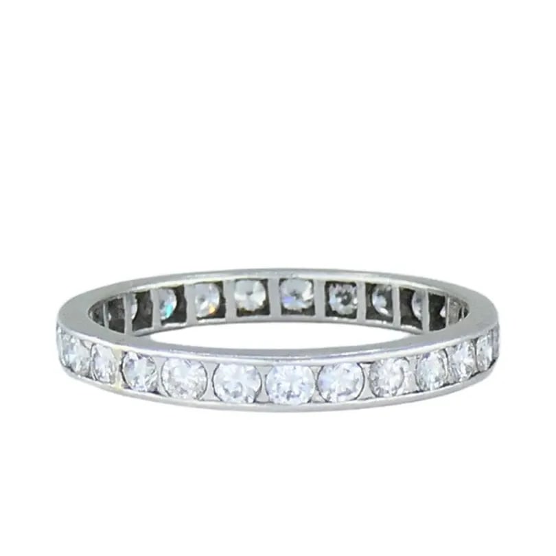 WEDDING BAND PLATINUM DIAMOND ETERNITY RING 1960S ESTATE JEWELRY (1 of 2)