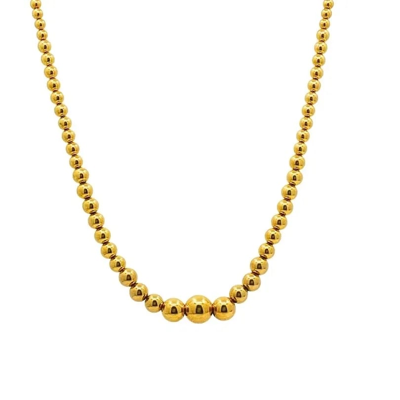 AURAFIN 18K GOLD GRADUATED BEAD NECKLACE (1 of 2)