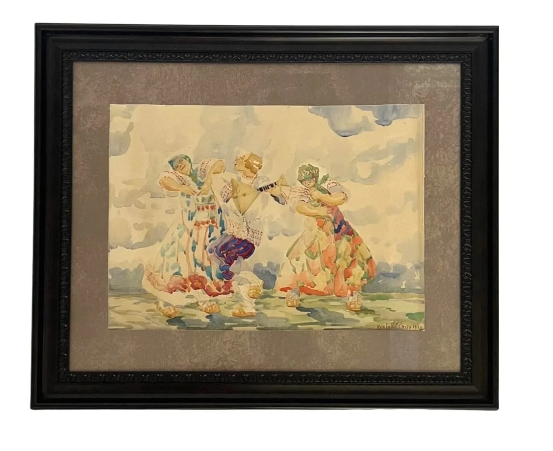 1938 BORIS KRYLOF WATERCOLOR PAINTING ARTWORK (1 of 2)