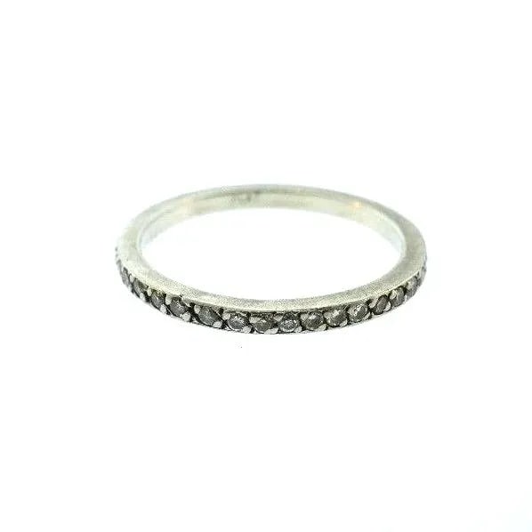ANTIQUE PLATINUM & ROSE CUT DIAMOND BAND CIRCA 1900S: ANTIQUE PLATINUM & ROSE CUT DIAMOND BAND CIRCA 1900S Antique Platinum & Rose Cut Diamond Band Ring Circa 1900s This is a must for a collector. The weight is 2.2 grams. The length is ¾ of an inc