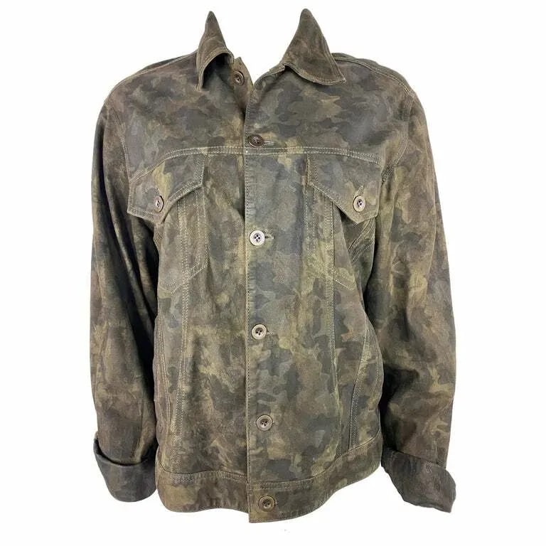 FAITH CONNEXTION GREEN CAMOUFLAGE JACKET, SIZE MEDIUM (1 of 2)