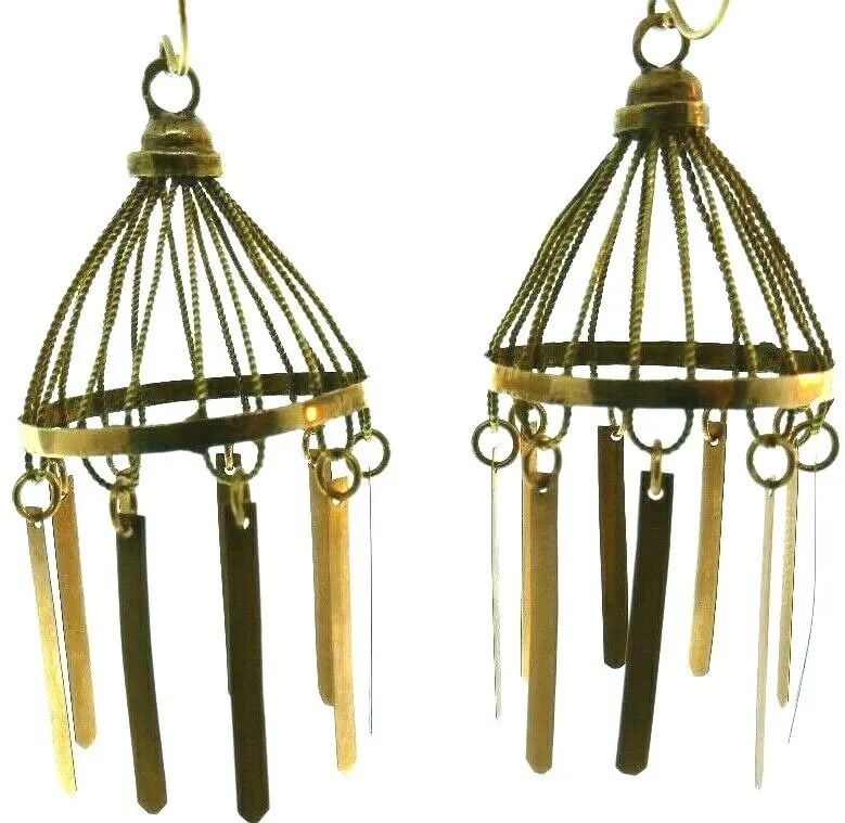 VICTORIAN 14K YELLOW AND ROSE GOLD FRENCH WIRE CHANDELIER EARRINGS FISH HOOKS (1 of 2)