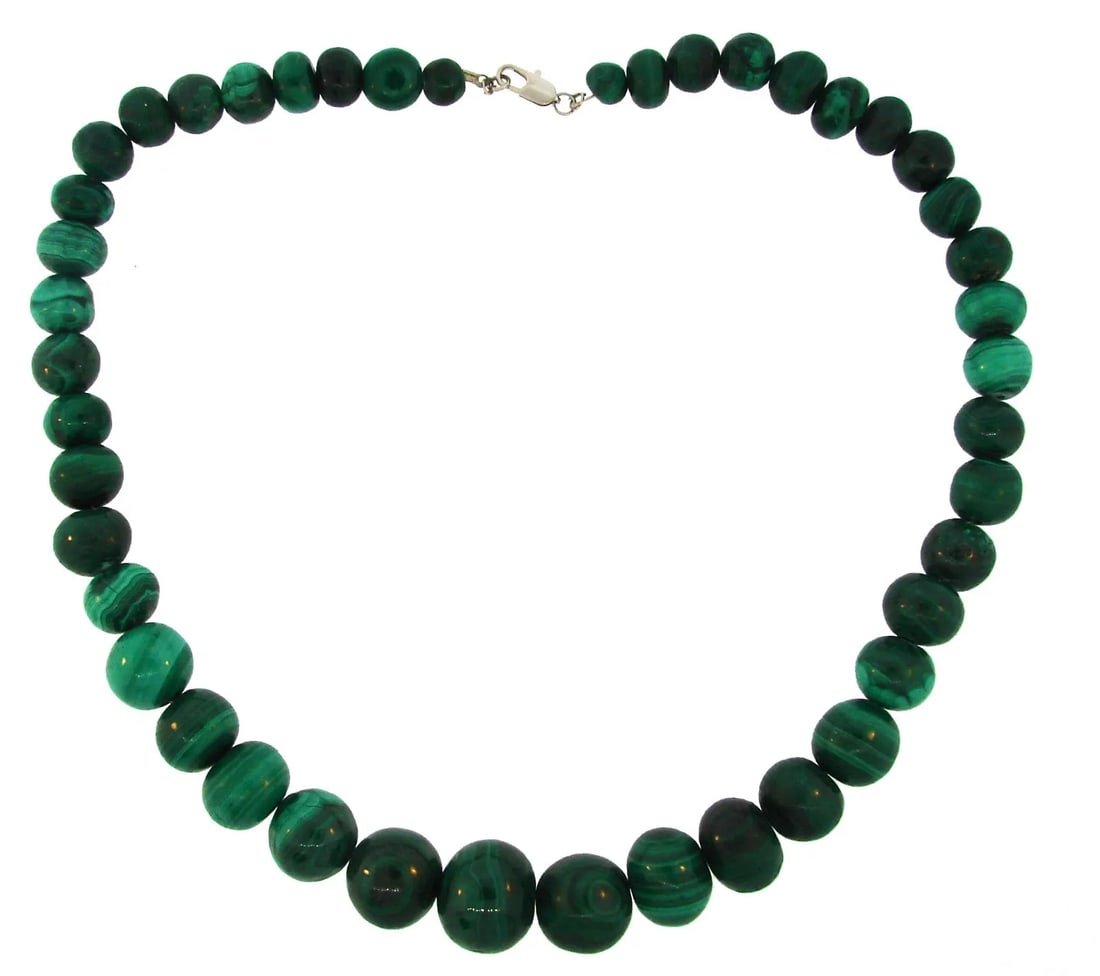 MALACHITE BEAD STTRAND NECKLACE 20.5 INCHES (1 of 2)