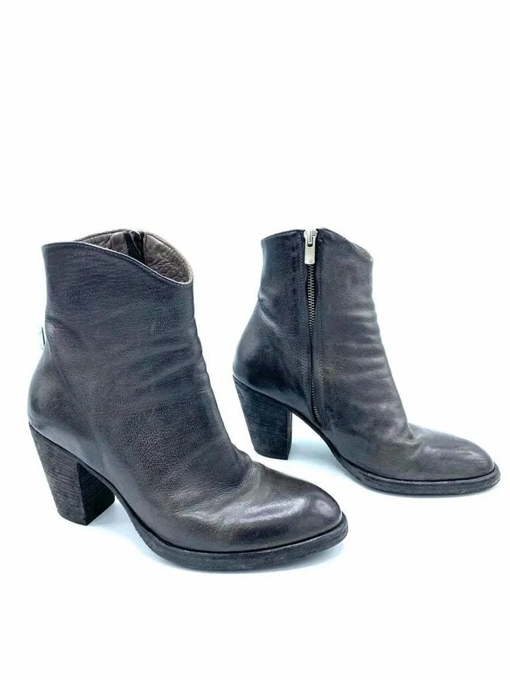 OFFICINE CREATIVE GREY LEATHER ANKLE BOOTS, SIZE 39 (1 of 1)