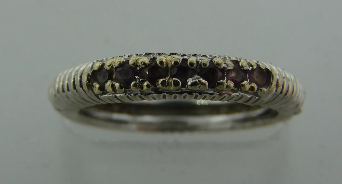 GORGEOUS PINK SAPPHIRE WHITE GOLD BAND RING STACKABLE NON-TRADITIONAL WEDDING (1 of 2)