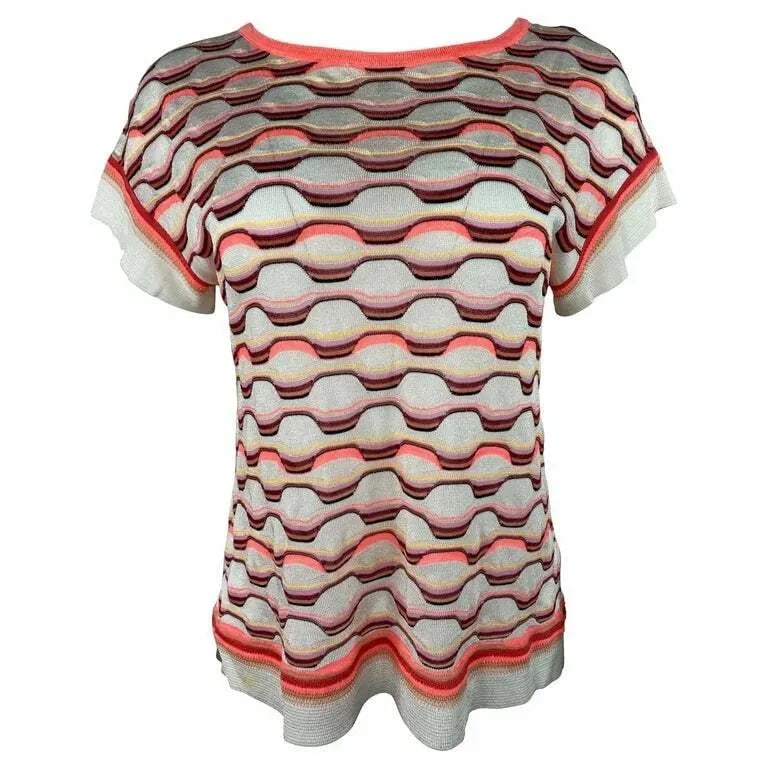 VINTAGE MISSONI WHITE AND ORANGE T- SHIRT TOP (1 of 2)