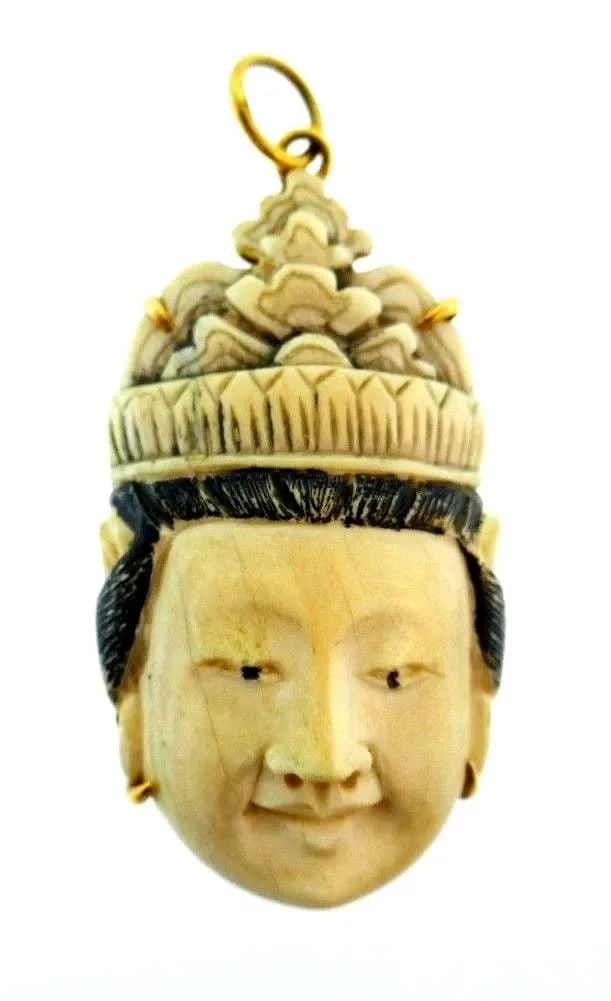 ASIAN INSPIRED 14K YELLOW GOLD & BAKELITE PENDANT (1 of 2)
