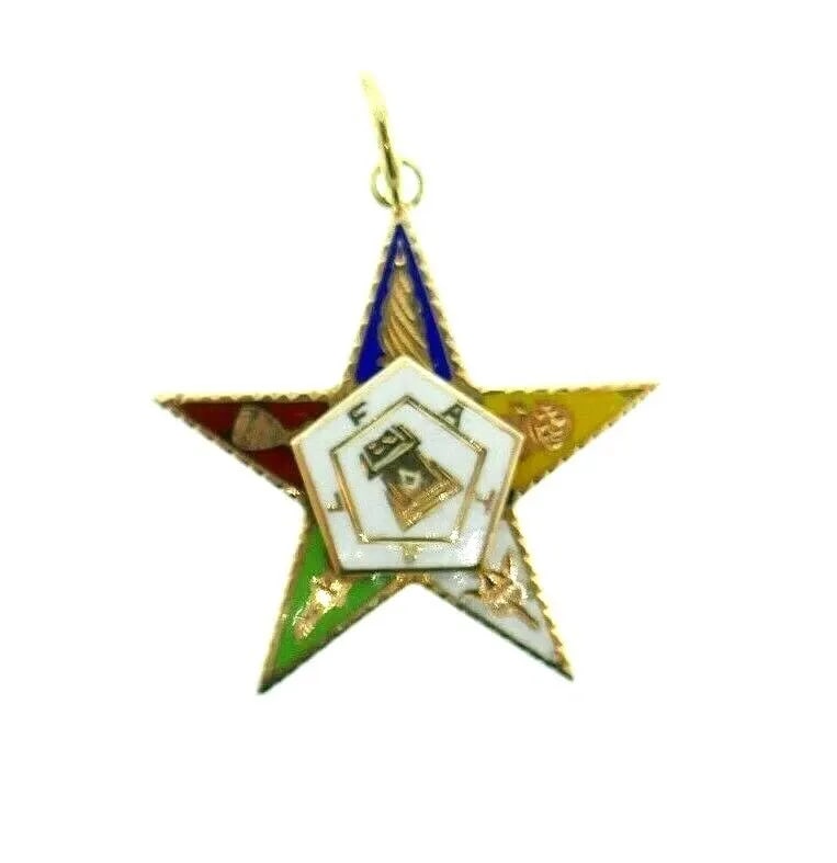 ANTIQUE 10K ROSE GOLD & ENAMEL STAR PENDANT CHARM CIRCA 1900S: ANTIQUE 10K ROSE GOLD & ENAMEL STAR PENDANT CHARM CIRCA 1900S Antique 10k Rose Gold & Enamel Star Pendant Circa 1900s This is a must for a collector. The weight is 2.14 grams. The length is 7/8 of an 