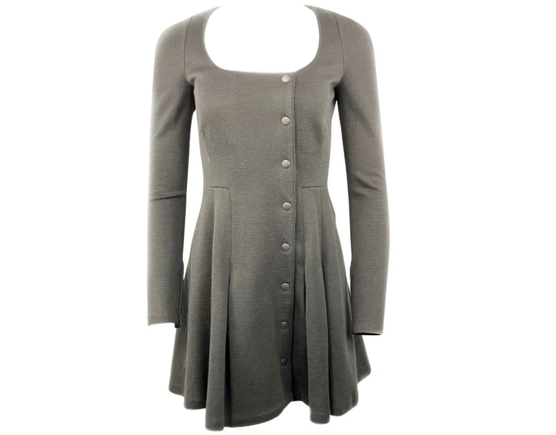 PROENZA SCHOULER BLACK WOOL MINI COAT DRESS W/ BUTTONS SIZE 4 (1 of 2)