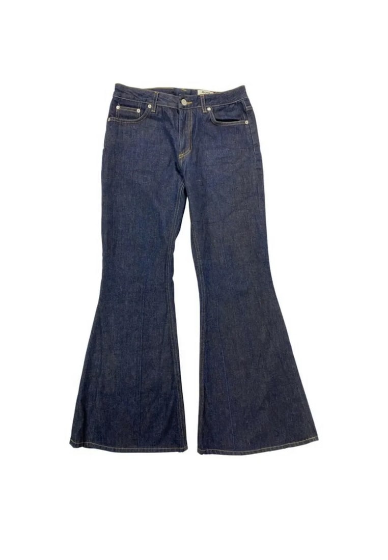 ACNE STUDIOS MELLO RAW LONG FLARE DENIM JEANS, SIZE 26 (1 of 2)