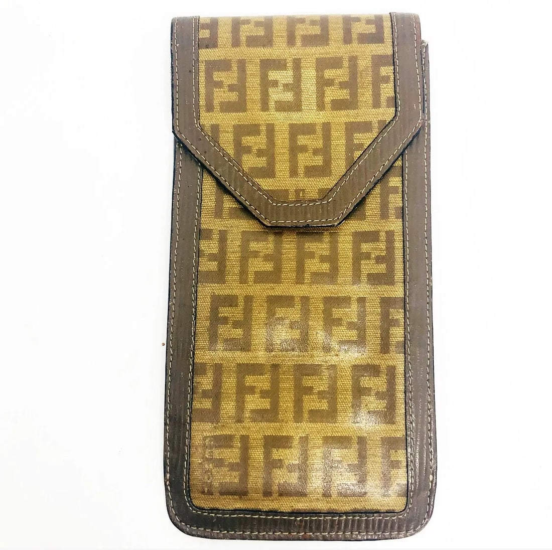 VINTAGE FENDI SIGNATURE DOUBLE F CANVAS BROWN LEATHER SUNGLASSES CASE: VINTAGE FENDI SIGNATURE DOUBLE F CANVAS BROWN LEATHER SUNGLASSES CASE VINTAGE FENDI SIGNATURE DOUBLE F CANVAS BROWN LEATHER SUNGLASSES CASE Vintage FENDI Signature Double F Canvas Brown Leather Sungla