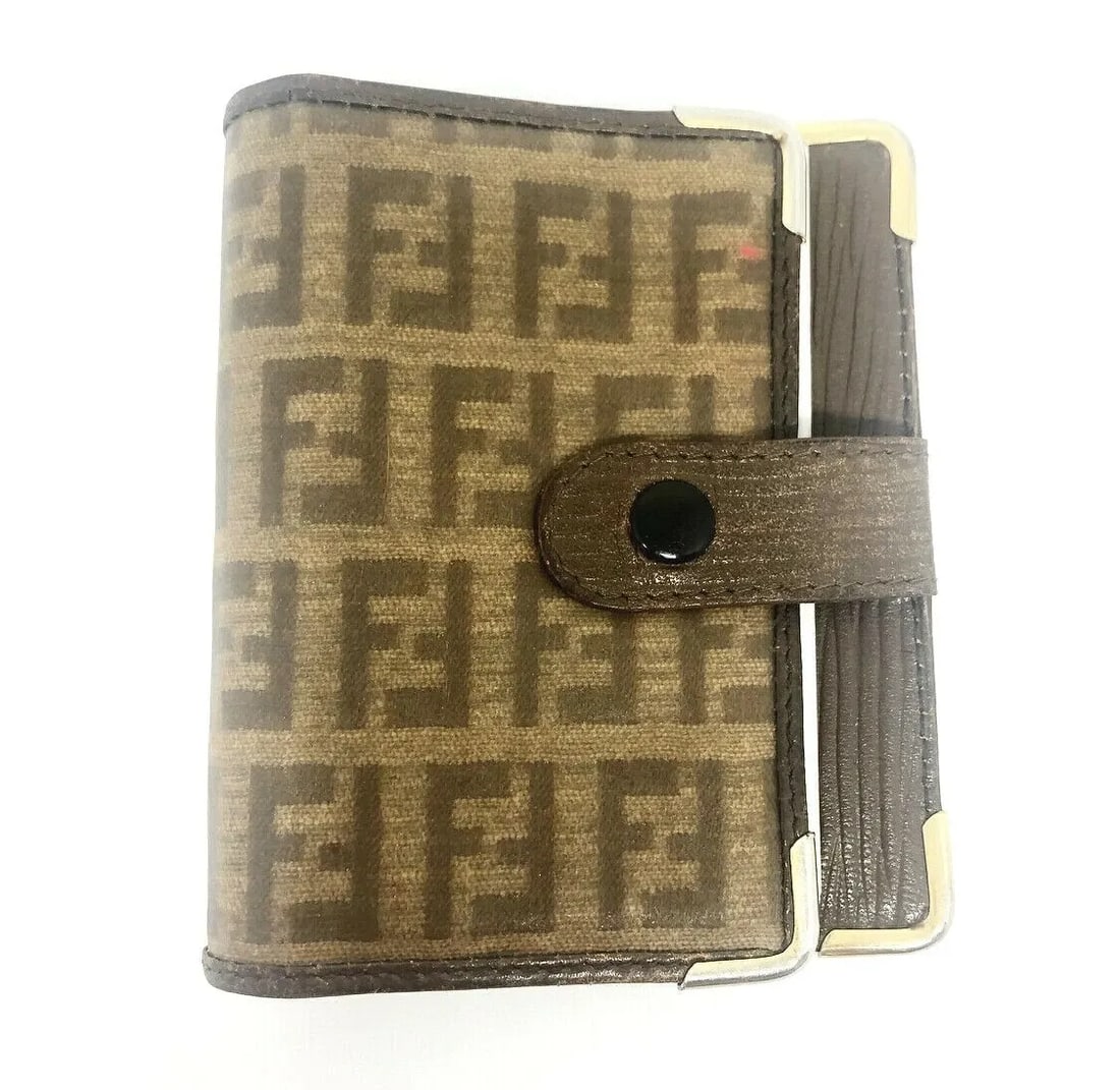 VINTAGE FENDI SIGNATURE DOUBLE F CANVAS BROWN CONTACT PHONEADDRESS BOOK HOLDER (1 of 2)