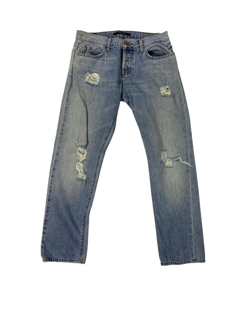 J BRAND LIGHT BLUE DISTRESSED DENIM JEANS, SIZE 26 (1 of 2)