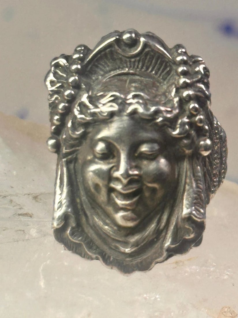POISON RING LADY VICTORIAN PILL POISON BAND SOLID SIZE 6.50 STERLING SILVER WOME (1 of 2)