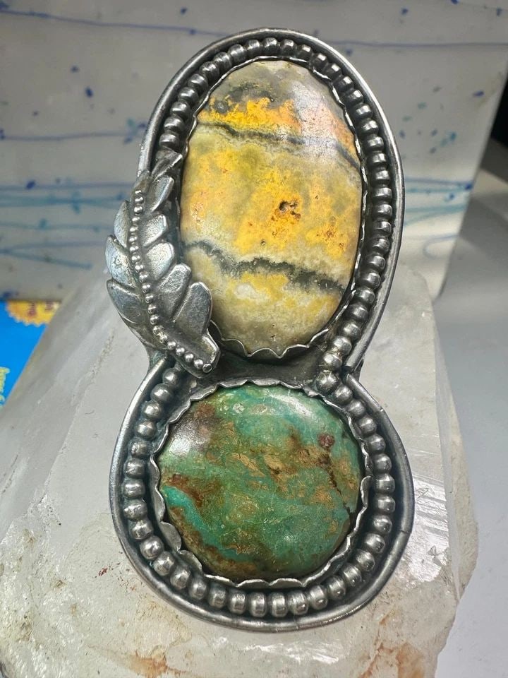 BUMBLE BEE JASPER RING SIGNED SAGE SIZE 5.50 NAVAJO STERLING SILVER WOMEN (1 of 1)