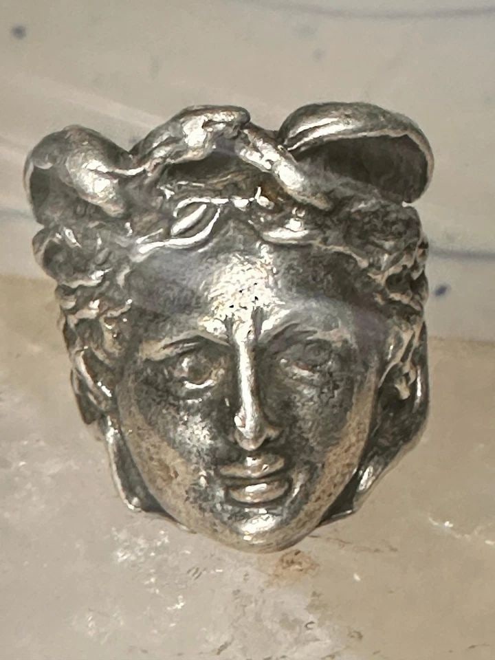 FACE RING MERCURY GRECO ROMAN CLASSICAL FACE BAND SIZE 7.50 STERLING SILVER WOME: FACE RING MERCURY GRECO ROMAN CLASSICAL FACE BAND SIZE 7.50 STERLING SILVER WOME Face ring Mercury Greco Roman Classical face band size 7.50 sterling silver women Size 7.5 Weight 18.3g Length 1" Width