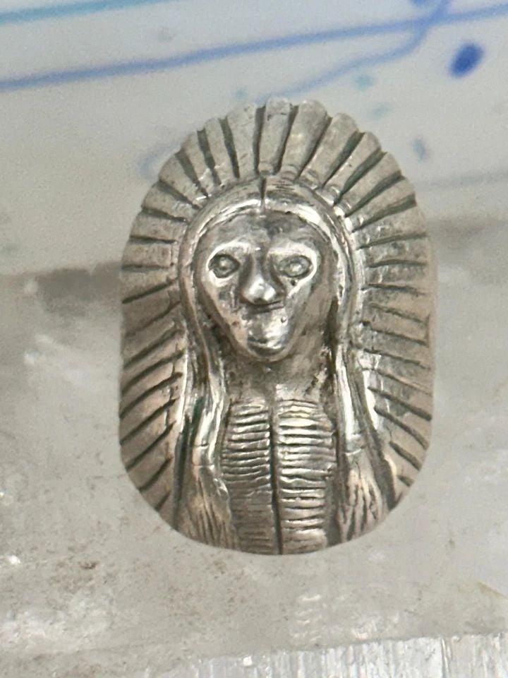 NATIVE AMERICAN RING HEAVY CHIEF SIGNED TRINITY 80 SIZE 6.75 STERLING SILVER WOM: NATIVE AMERICAN RING HEAVY CHIEF SIGNED TRINITY 80 SIZE 6.75 STERLING SILVER WOM Native American ring Heavy Chief signed Trinity 80 size 6.75 sterling silver women men Size 6.75 Weight 26.3g Length. 1