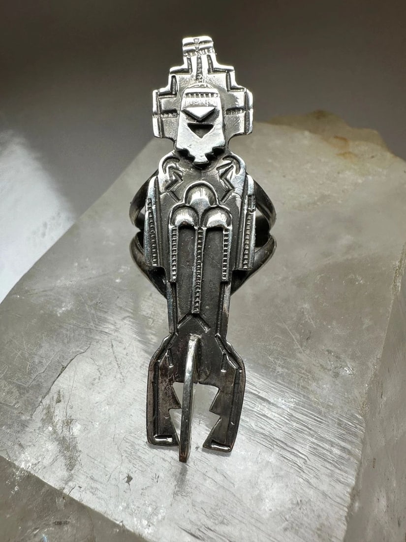 KACHINA RING SIZE 7.75 LONG SOUTHWEST STERLING SILVER WOMEN (1 of 2)