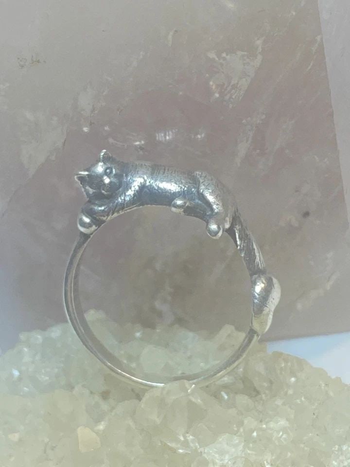CAT RING SIZE 7.75 AVERY SLEEPY KITTEN BAND STERLING SILVER WOMEN GIRLS (1 of 1)