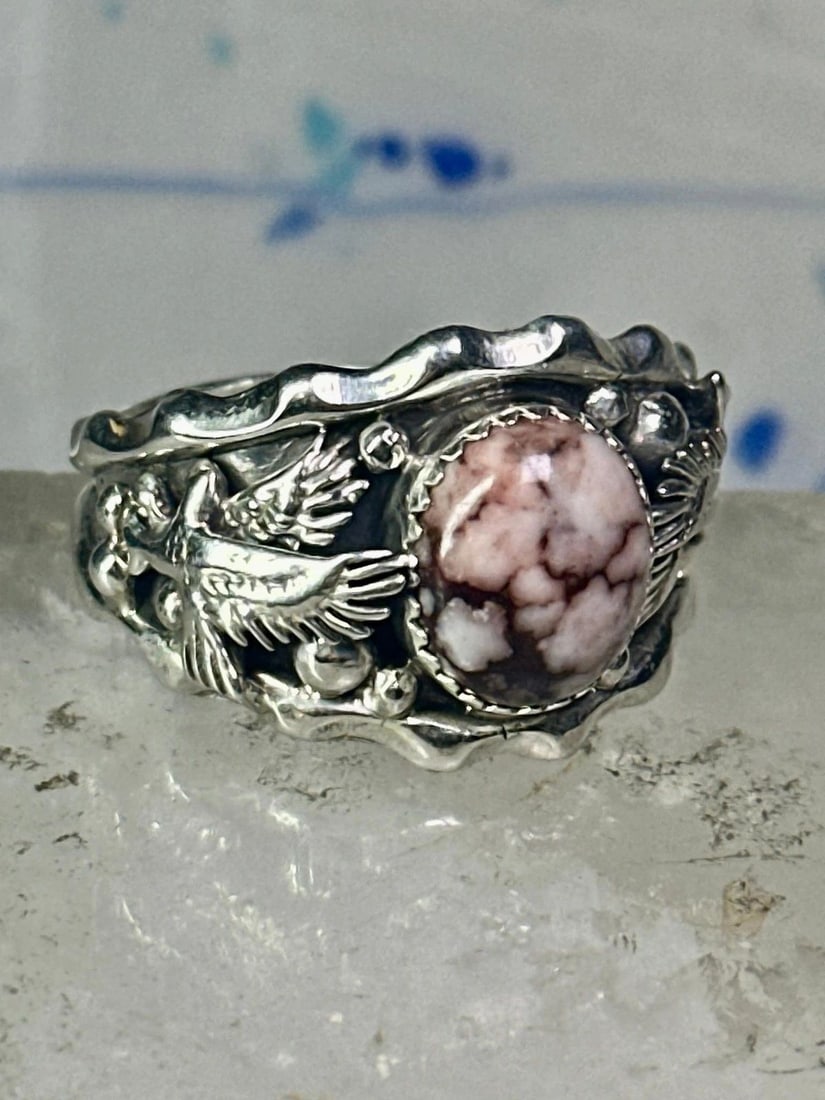 NAVAJO EAGLE RING WILD HORSE TURQUOISE SIZE 14.50 STERLING SILVER MEN SIGNED RB (1 of 2)