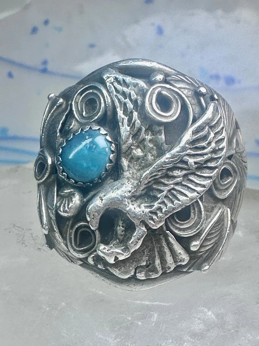 EAGLE RING ZUNI PATSY ALLOPOWA BAND STERLING SILVER SIZE 14.75 MEN (1 of 1)