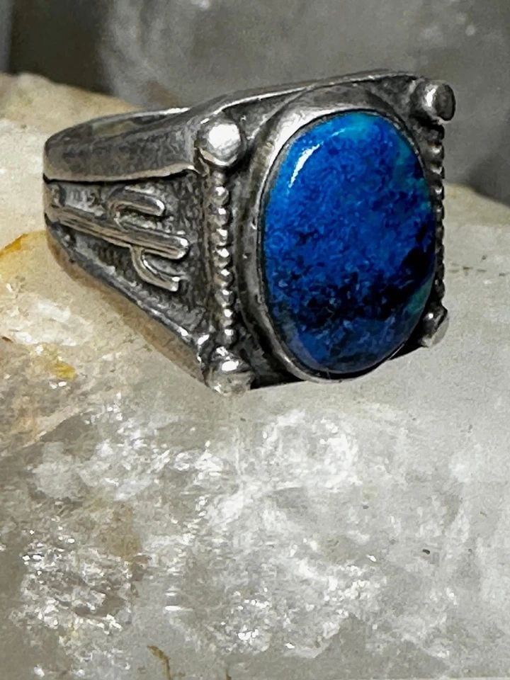 BLUE LAPIS LAZULI RING SOUTHWEST CACTUS BAND SIZE 8.25 STERLING SILVER (1 of 1)