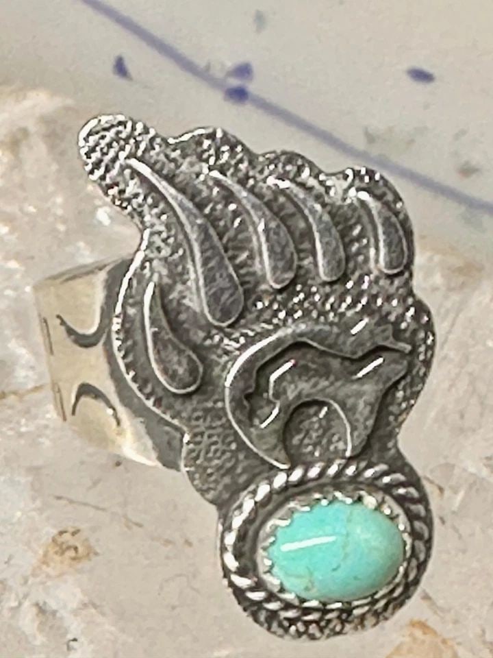 BEAR RING FOOTPRINT TRACK NAVAJO RUNNING BEAR BAND FIGURATIVE SIZE 6.50 STERLING (1 of 1)